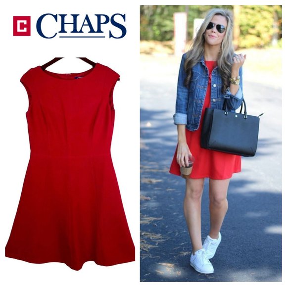 Chaps Dresses & Skirts - Chaps Ralph Lauren 6 Medium Dress Fit Flare A-Line Red Wedding Party